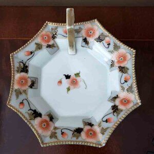 Vintage Hand Painted Nippon Japan Serving / Candy Dish Floral Porcelain